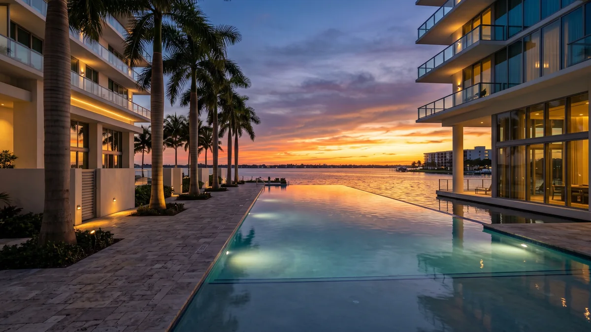 Grand Hyatt Tampa Bay resort pool area with bay view and palm trees near Busch Gardens Tampa