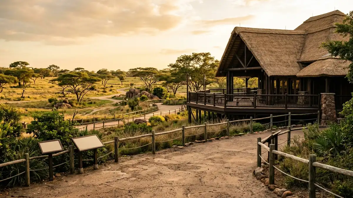 Nairobi themed area with Serengeti Plain animal viewing at Busch Gardens Tampa Bay