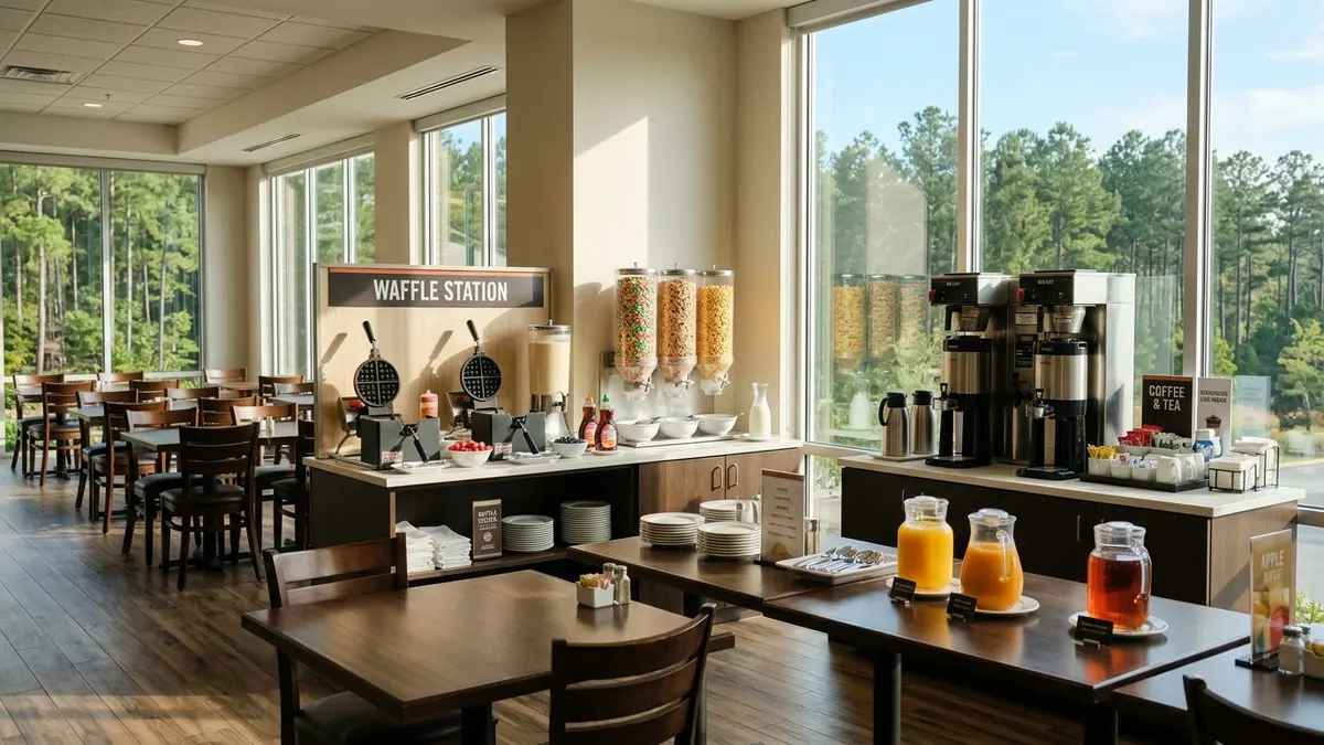 Hampton Inn Carowinds exterior with pool and family-friendly amenities near the theme park
