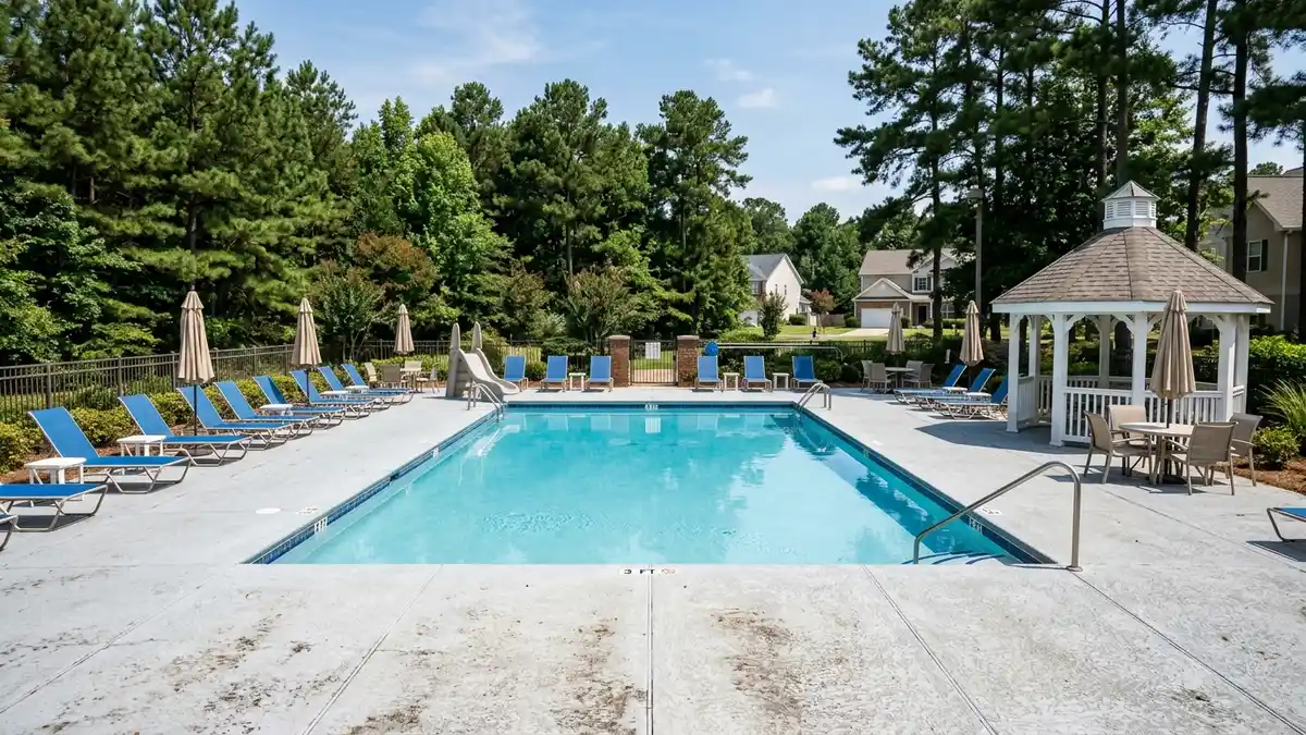 Comfort Suites Carowinds exterior with pool area and family rooms near the theme park