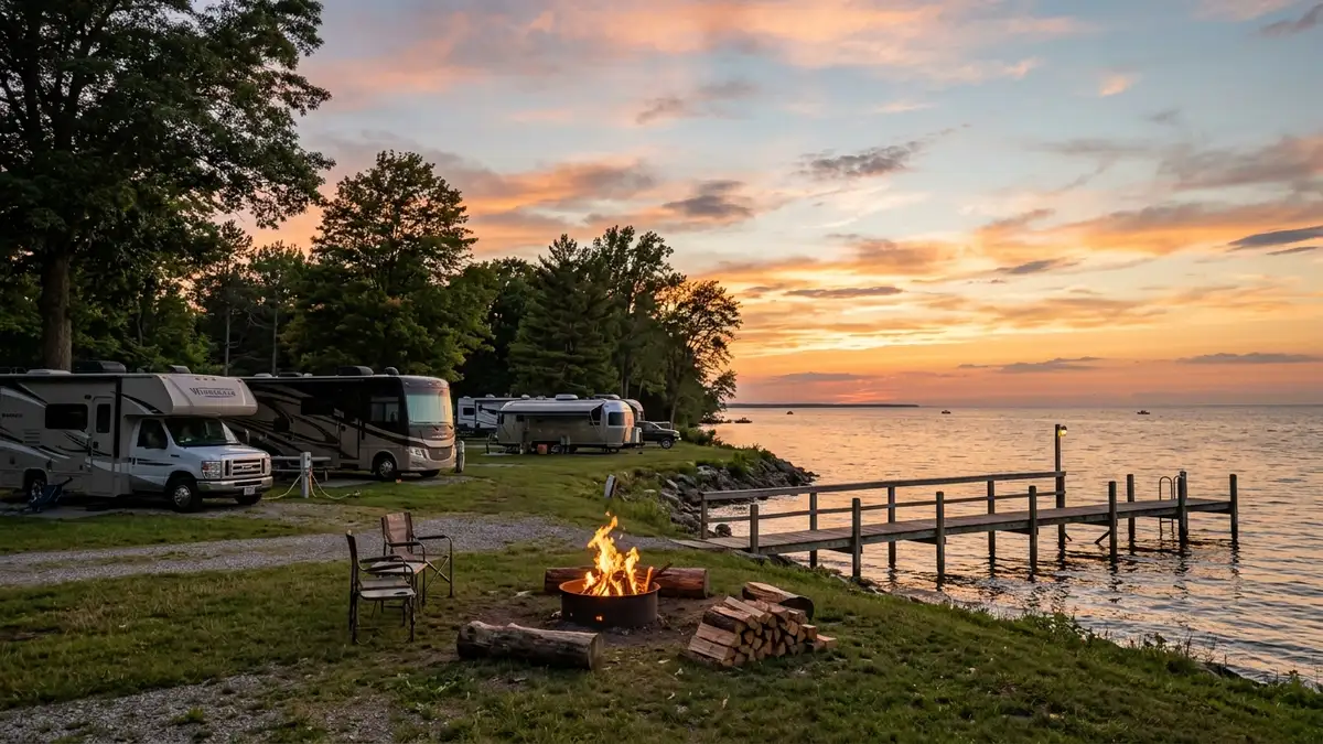 Lighthouse Point at Cedar Point campground cabin overlooking Lake Erie in Sandusky Ohio