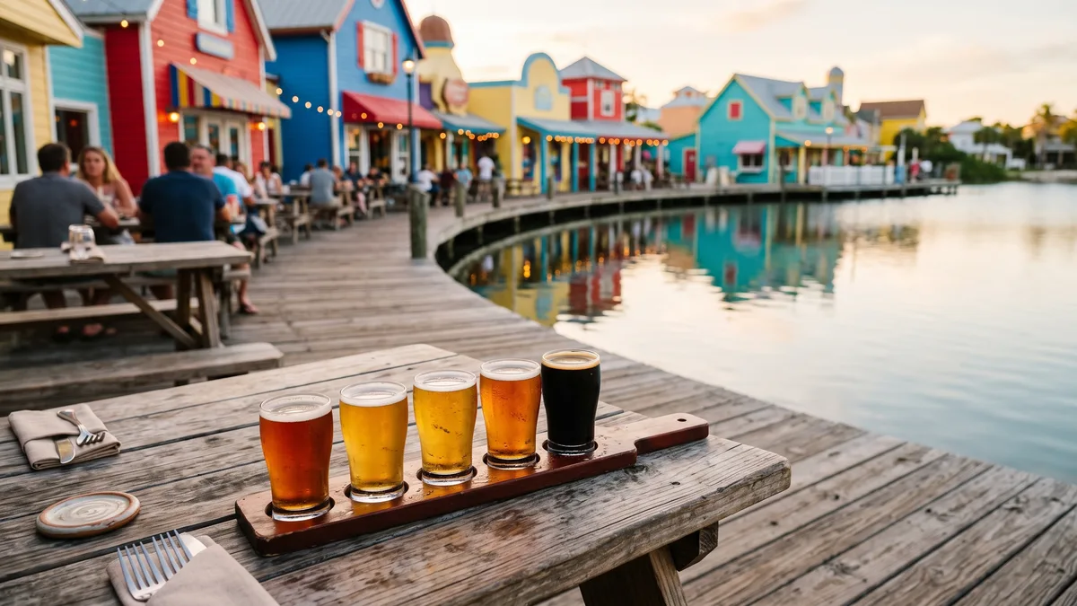Family dining at Pacific Wharf with Sourdough bread bowls and craft beverages at Disney California Adventure Anaheim