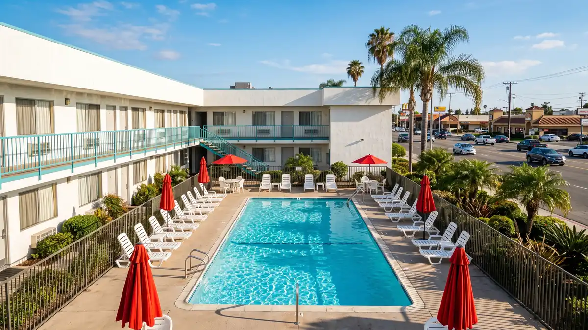 ALO Hotel by Ayres exterior with modern design and shuttle service near Disney California Adventure Anaheim