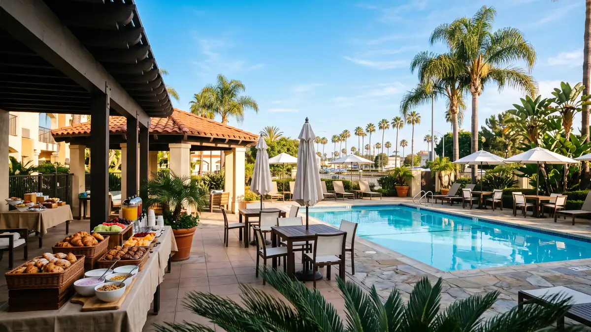 Holiday Inn Anaheim Resort exterior with pool and family-friendly amenities near Disney California Adventure