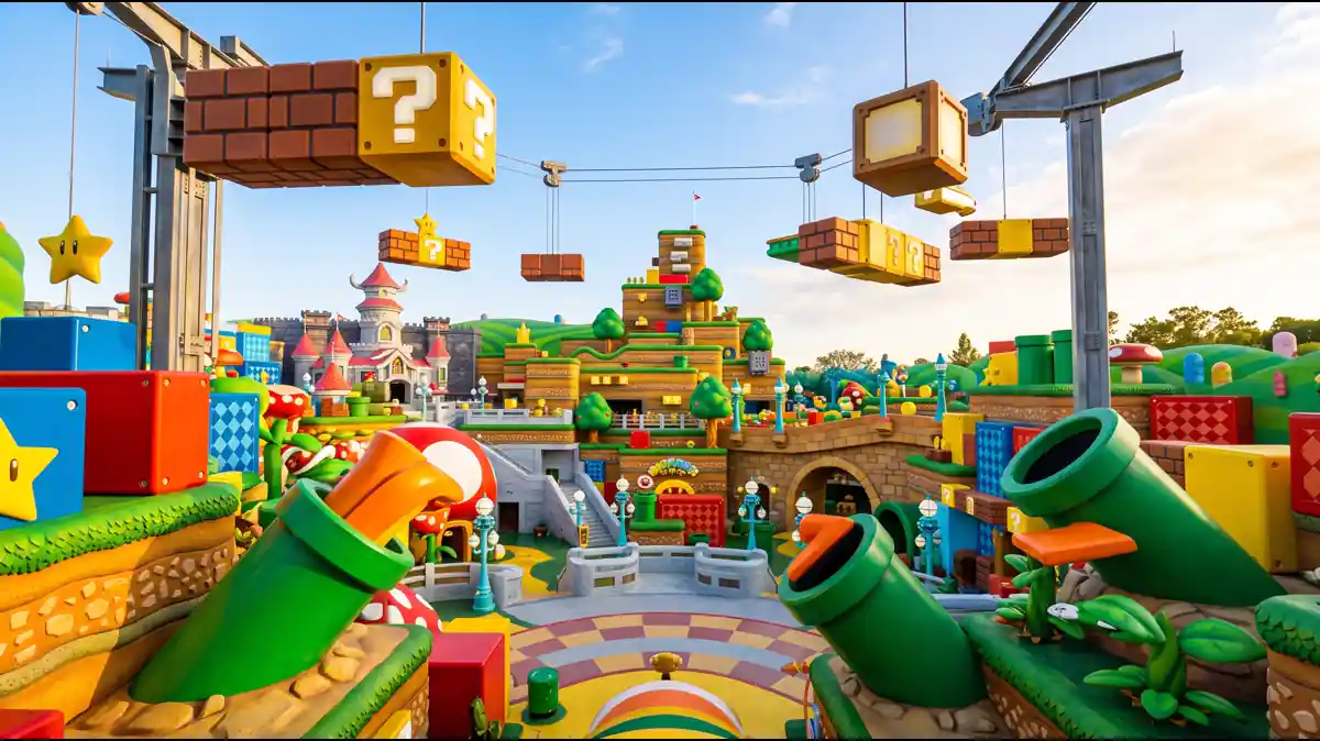 Yoshi's Adventure gentle ride through Mushroom Kingdom in Super Nintendo World at Epic Universe