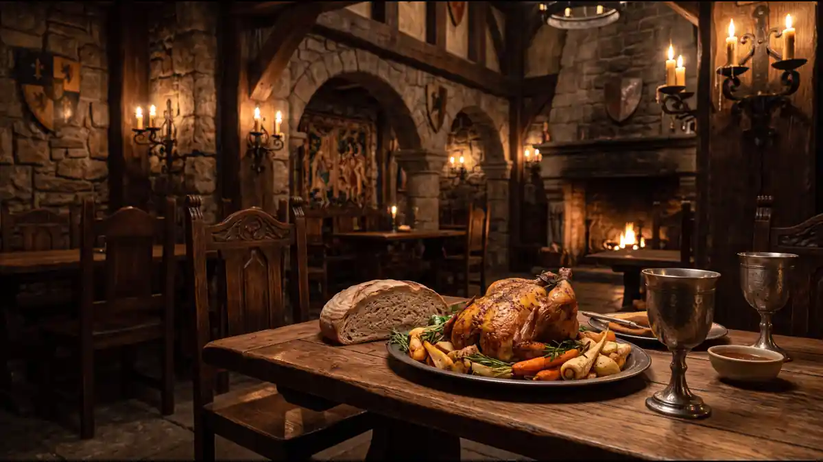 Themed dining area with immersive restaurant experiences across the five worlds at Universal Epic Universe Orlando