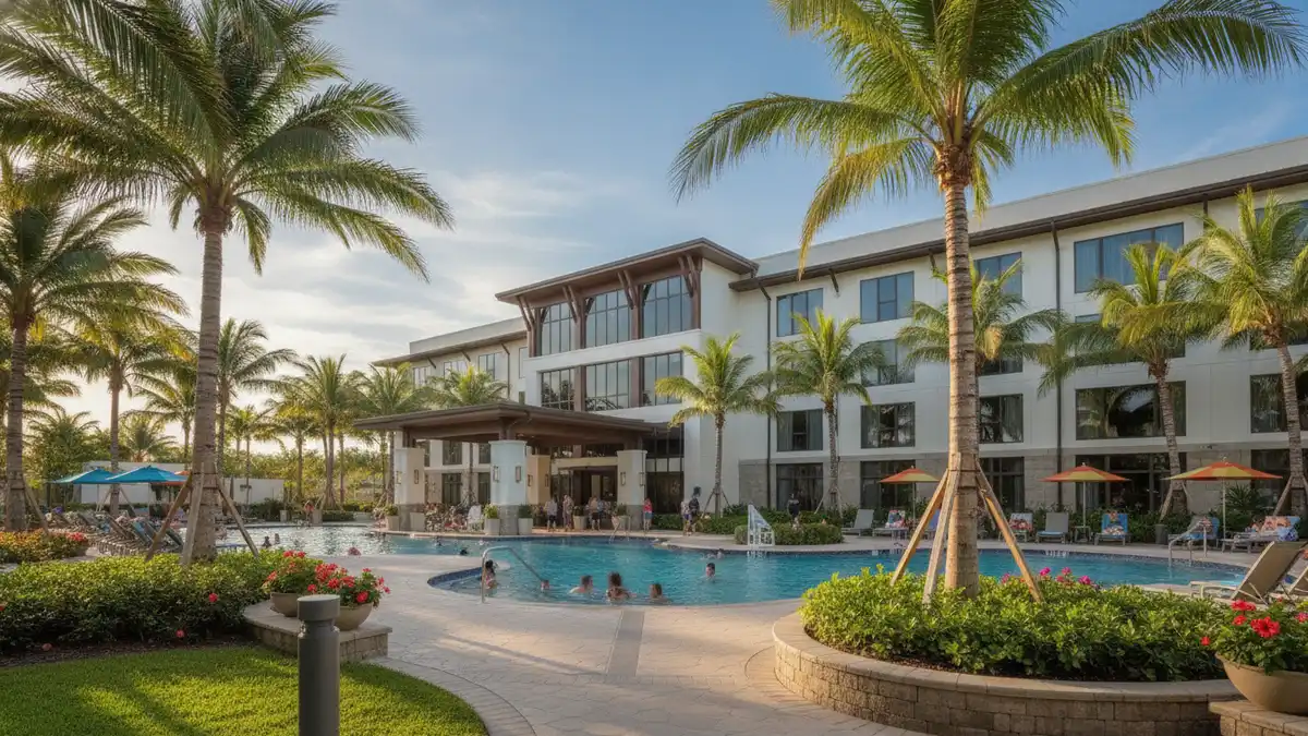 Universal Stella Nova Resort modern hotel across from Epic Universe with pool and family amenities Orlando