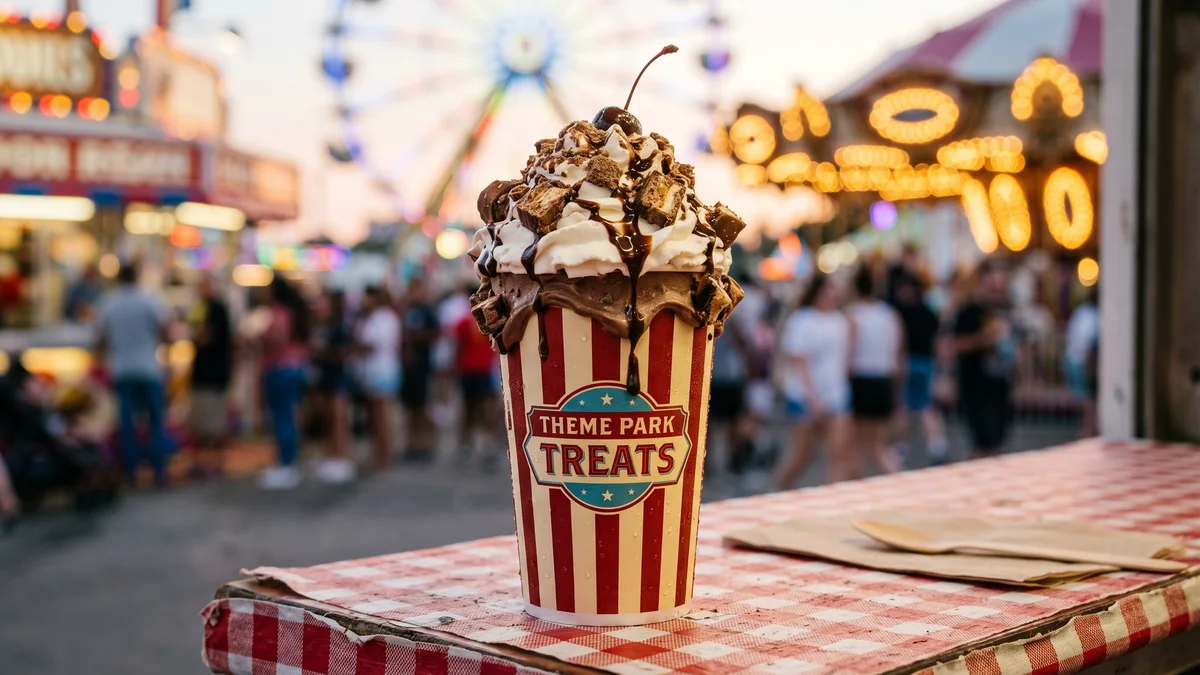 Family dining area with chocolate-themed desserts and craft beverages at Hersheypark Hershey Pennsylvania