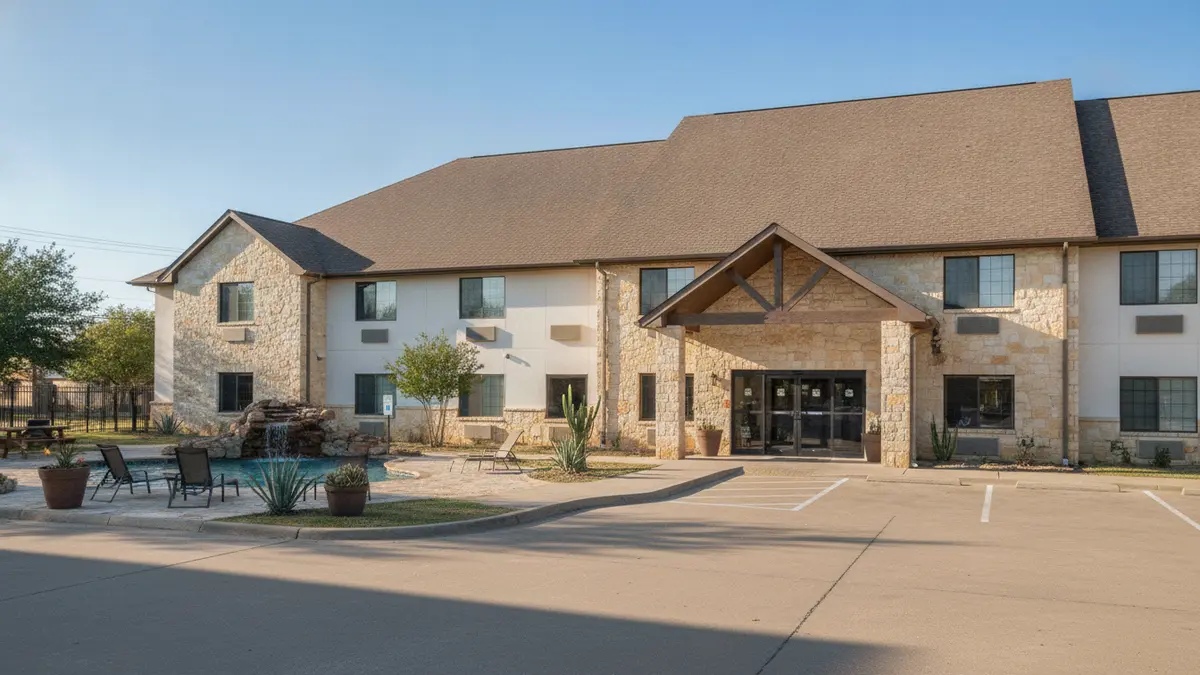 Motel 6 Houston Medical Center exterior with pool and budget-friendly rooms near Houston Zoo