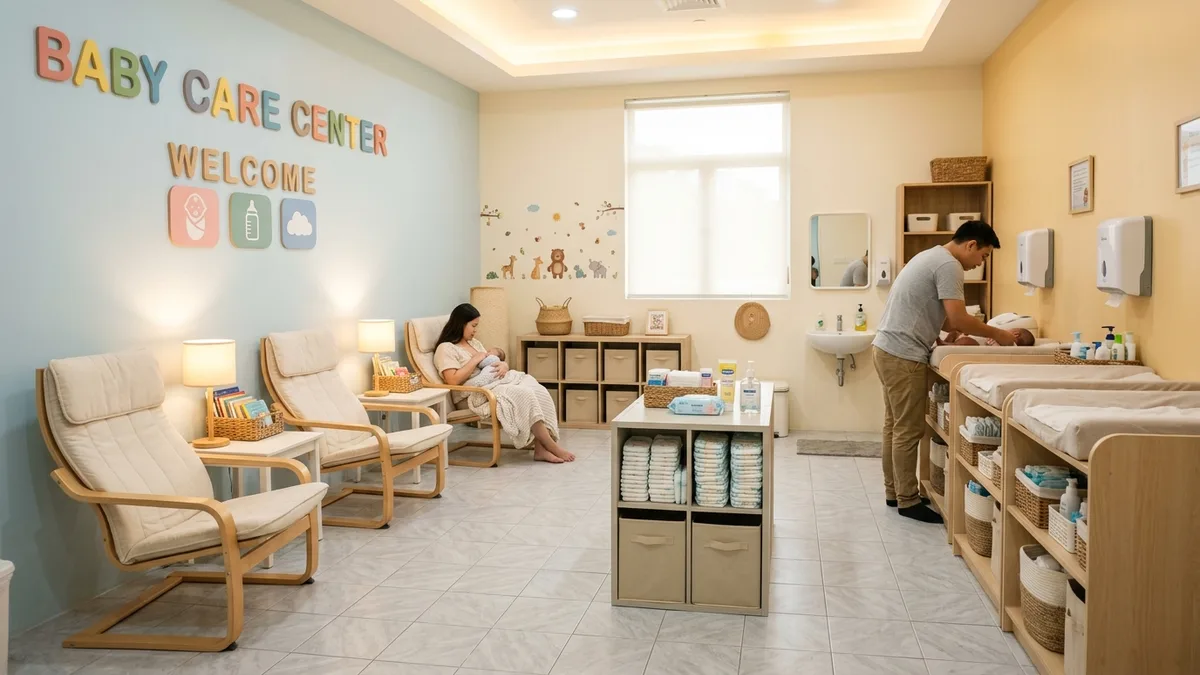 Baby Care Center entrance near Planet Snoopy kids area at Kings Island Mason Ohio