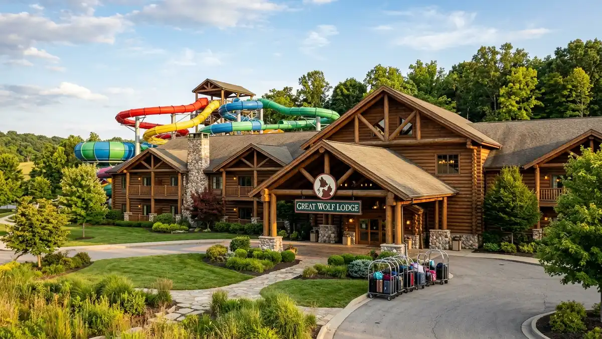 Great Wolf Lodge Mason indoor waterpark resort with family water slides and pools near Kings Island Ohio