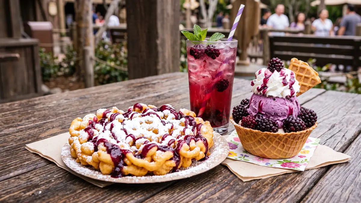 Boysenberry pie slice and boysenberry punch at Knott's Berry Farm Buena Park California