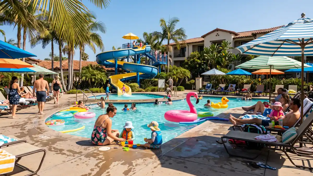 Best Western Plus Buena Park Inn exterior with pool and palm trees near Knott's Berry Farm California