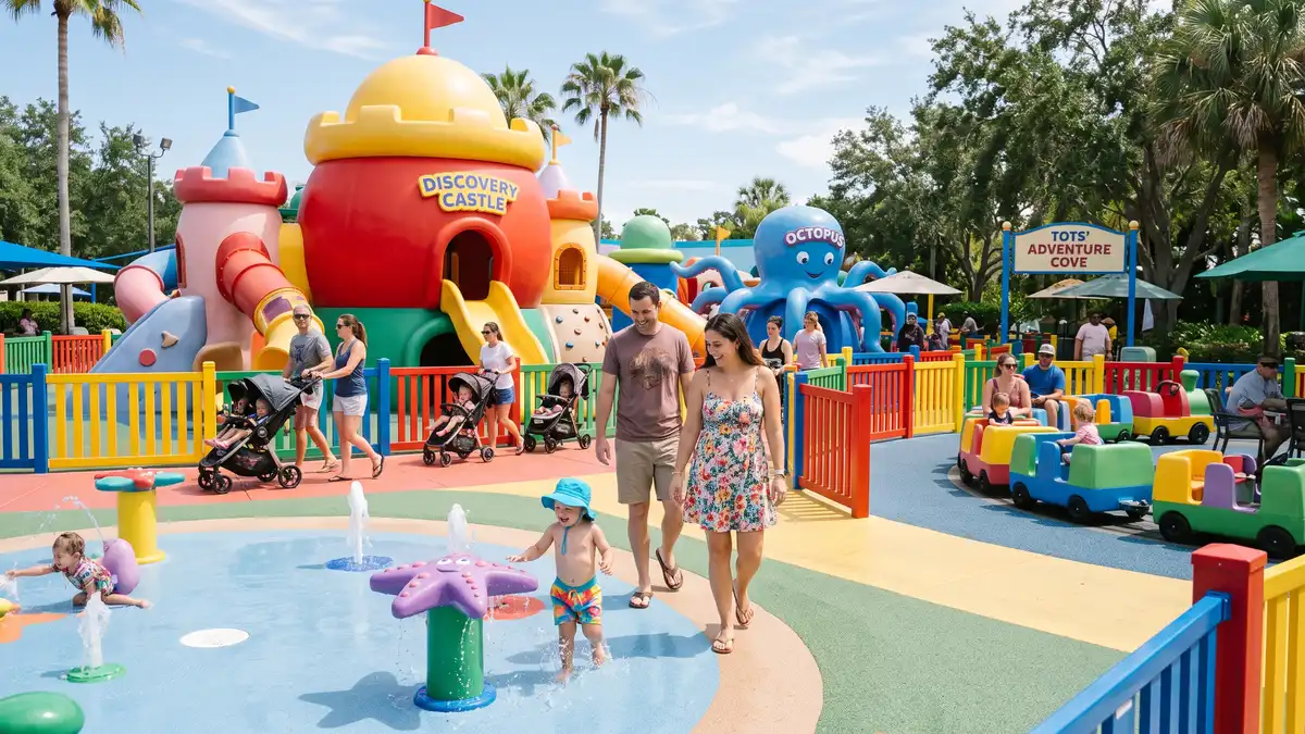 DUPLO Valley toddler area with colorful DUPLO Train ride and splash play area at LEGOLAND Florida