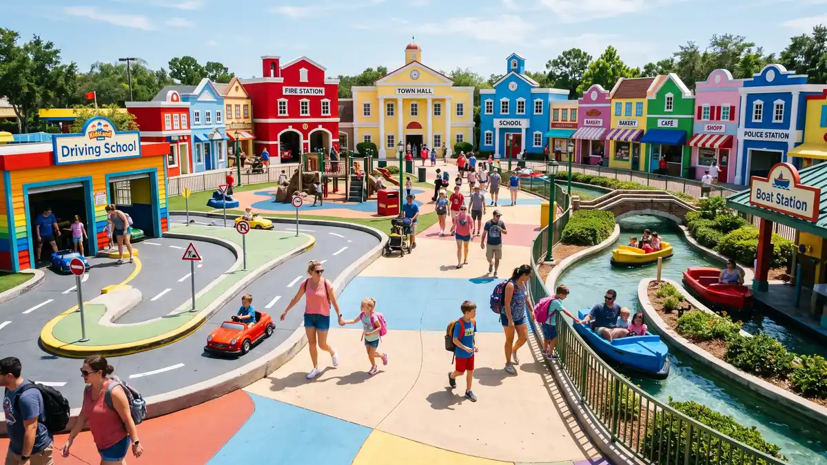 LEGO City zone with Driving School cars on a miniature road course at LEGOLAND Florida Resort