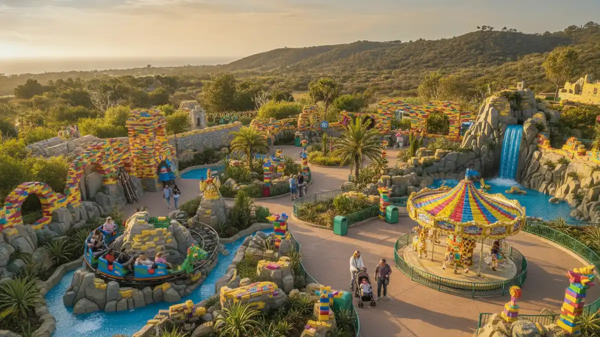 The Beginning entrance area with LEGO brick archway at LEGOLAND California Resort Carlsbad