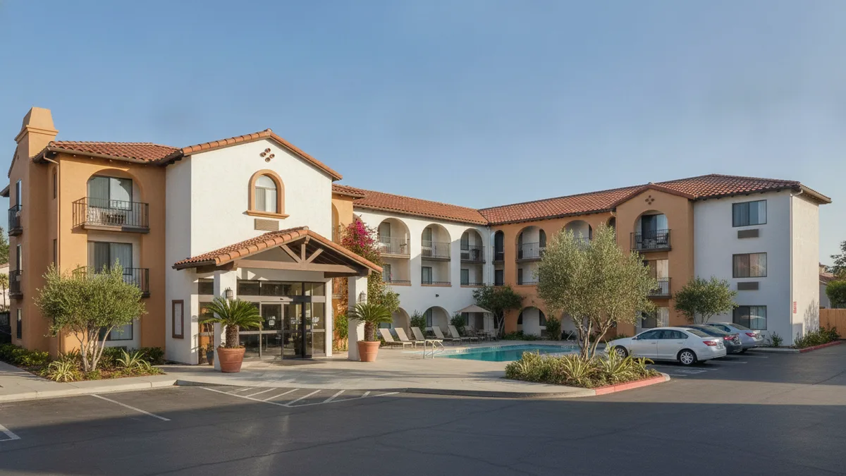 Quality Inn Carlsbad exterior with family accommodations and pool near LEGOLAND California
