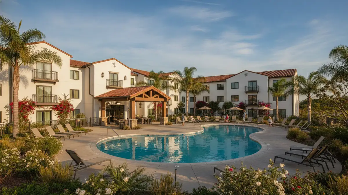 Sheraton Carlsbad Resort exterior with outdoor pool and family amenities near LEGOLAND California