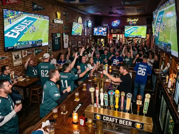 Lively Atlanta sports bar with big screens near Mercedes-Benz Stadium