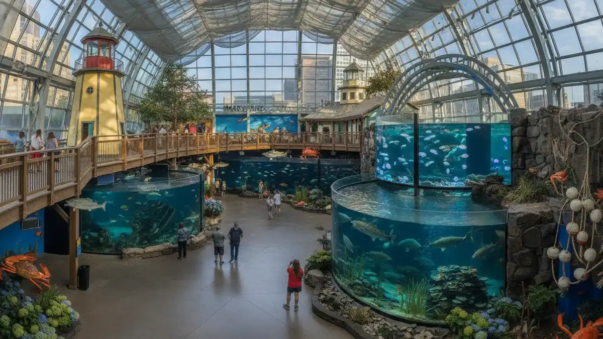 Maryland Mountains to the Sea exhibit gallery with freshwater displays at National Aquarium Baltimore