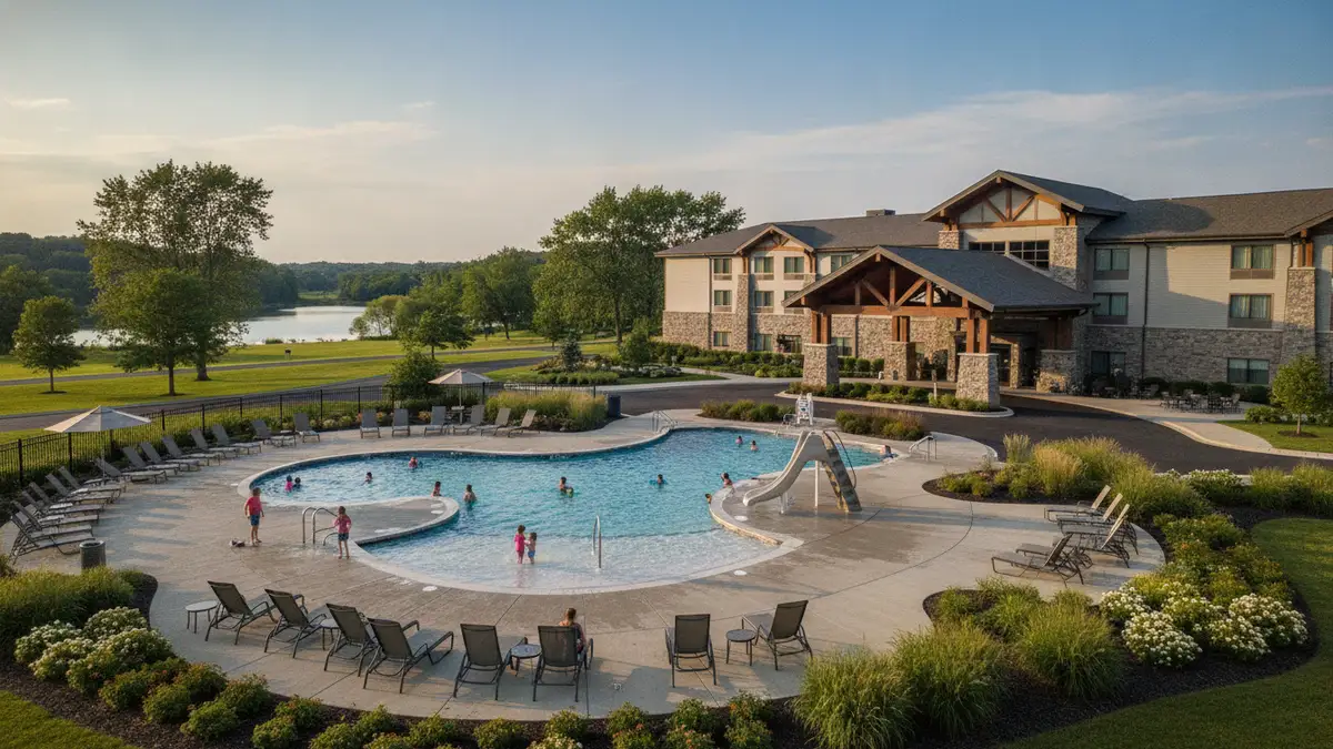 Polynesian Water Park Resort Wisconsin Dells hotel with family water attractions near Noah's Ark