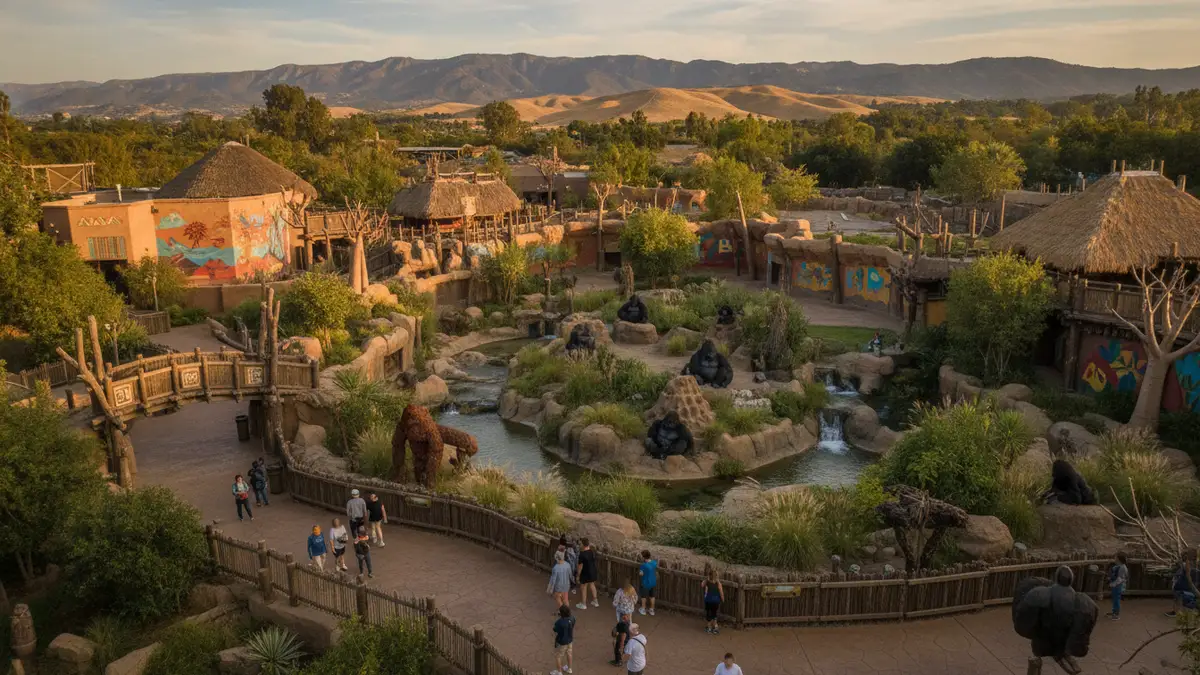 Gorilla Forest viewing area with naturalistic habitat at San Diego Zoo Safari Park