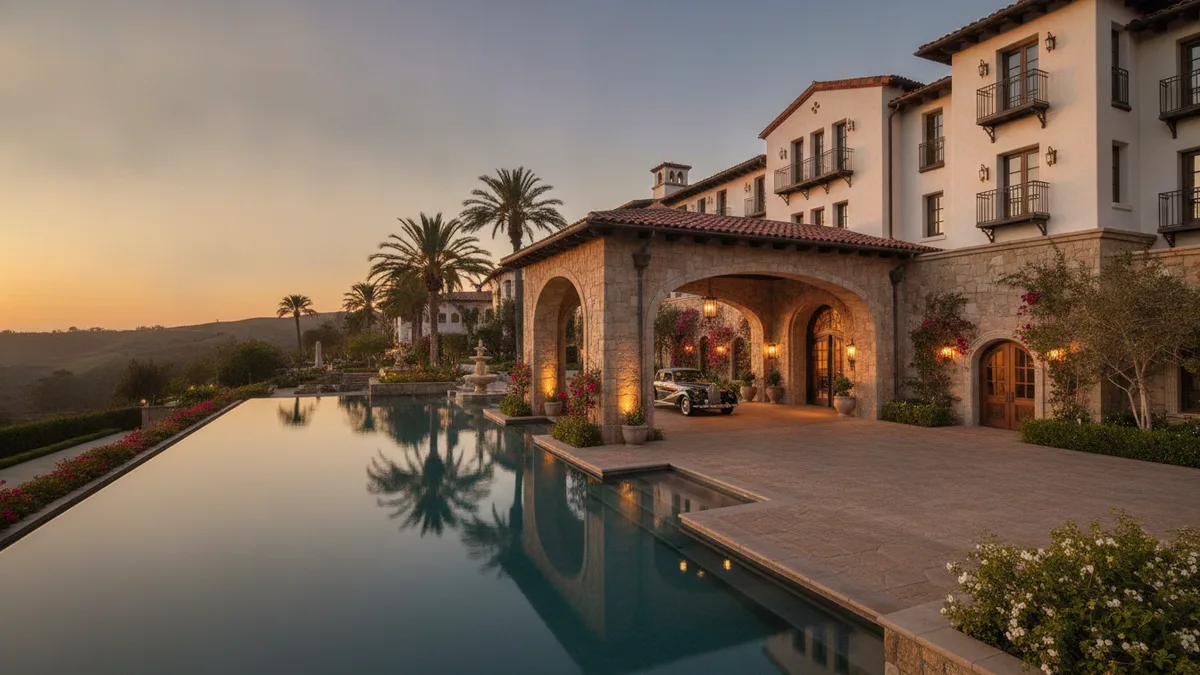 Welk Resorts San Diego luxury villa with pool and mountain backdrop near Safari Park