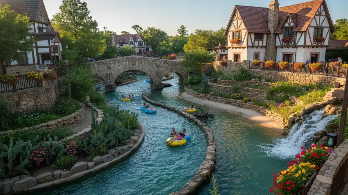 Blastenhoff section at Schlitterbahn with water slides and Torrent River in New Braunfels Texas