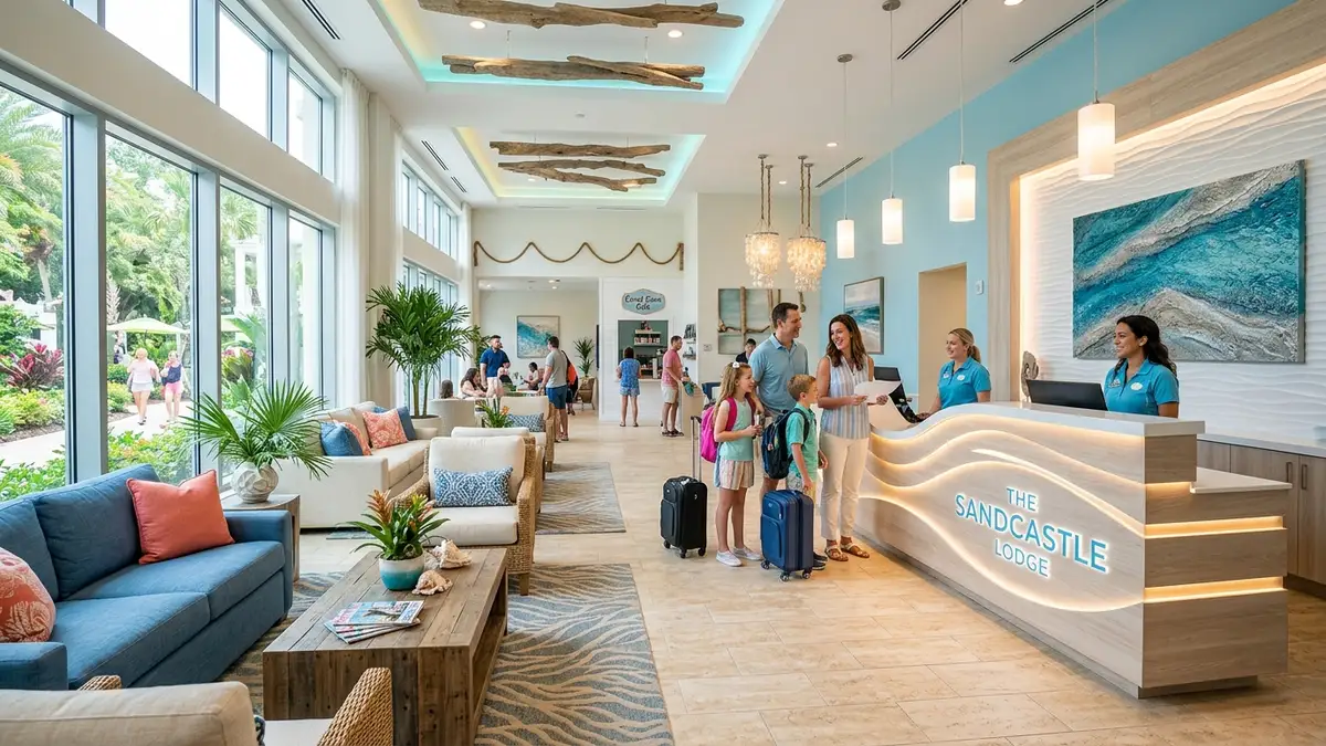 DoubleTree by Hilton at the entrance to SeaWorld Orlando with tropical landscaping