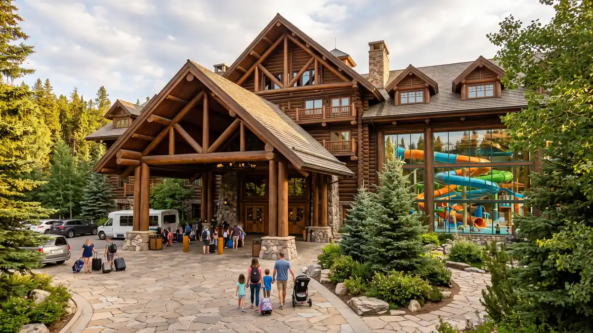 Great Wolf Lodge indoor waterpark resort exterior with family amenities near Six Flags Great Adventure New Jersey