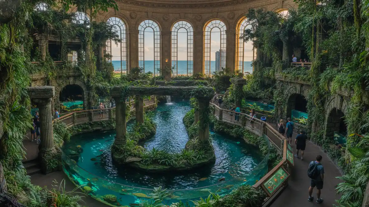 Amazon Rising flooded forest exhibit with piranhas and tropical fish at Shedd Aquarium Chicago