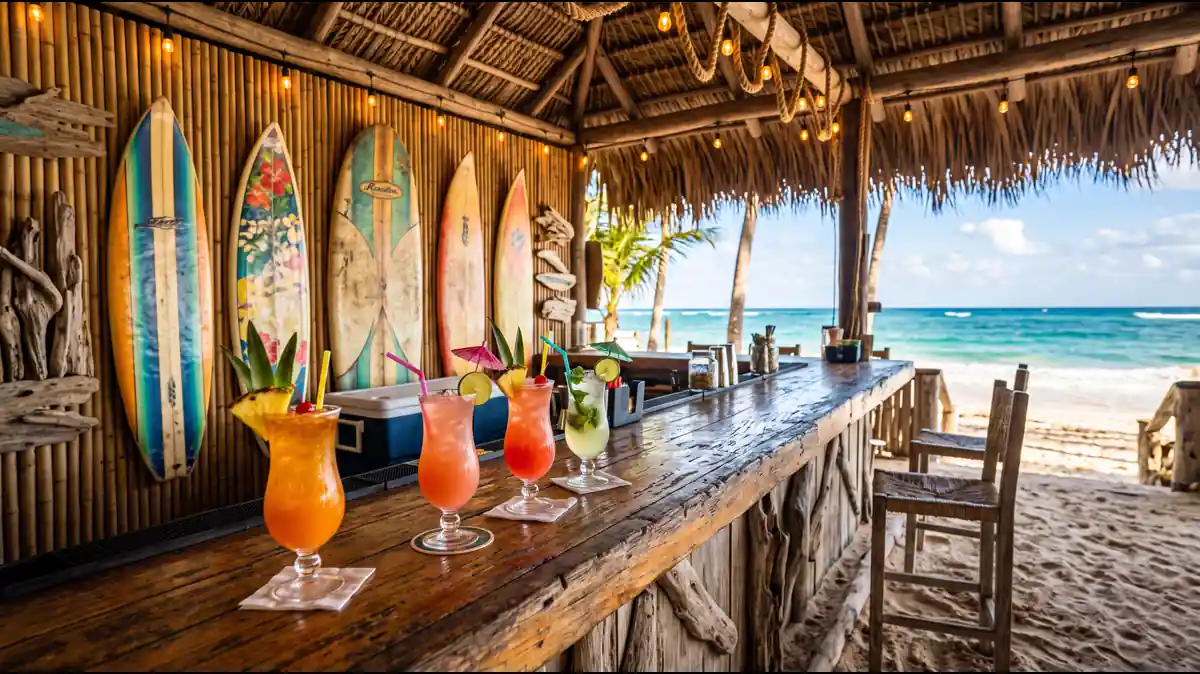 Leaning Palms quick-service restaurant with tropical theming at Disney's Typhoon Lagoon Orlando