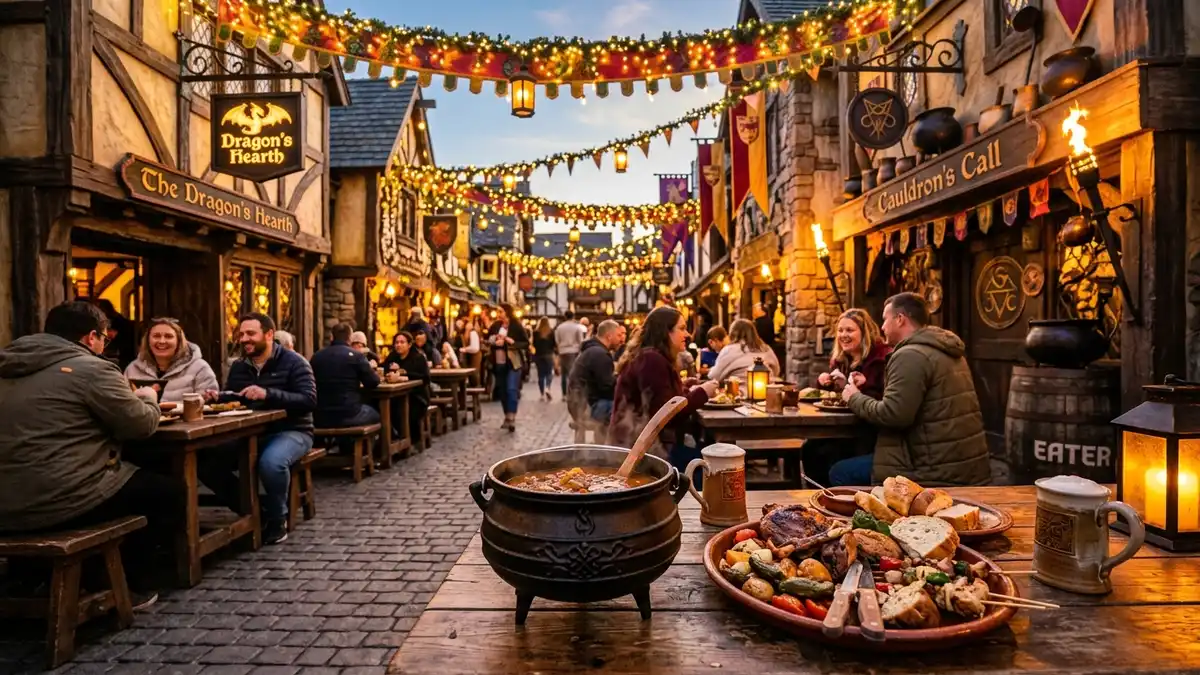 Family eating at the Leaky Cauldron in Diagon Alley Universal Studios Florida